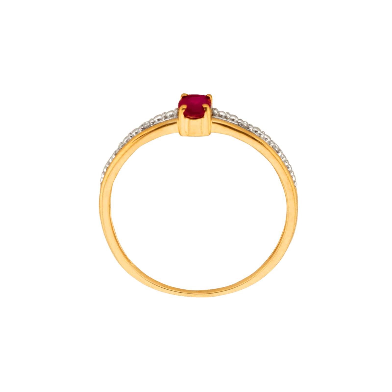 bague or jaune plus rubis et diamants 0,02 carat