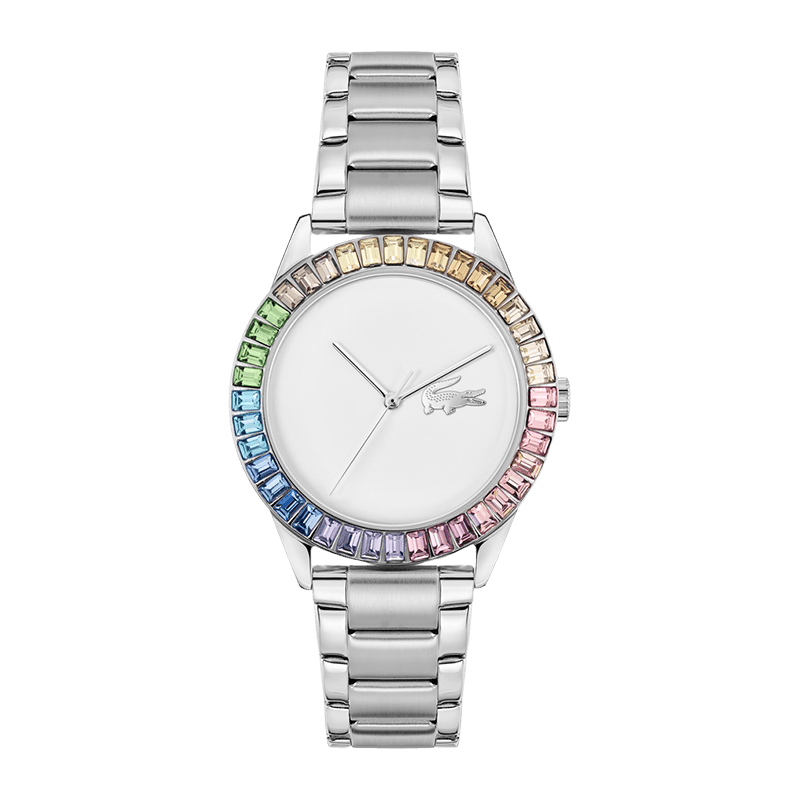 Montre Femme Lacoste Ladycroc  Bracelet Acier Argenté Cristaux Multicolores -  2001409