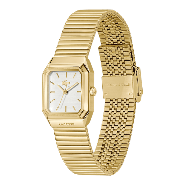 MONTRE DAME rene acier doré cadran Argent