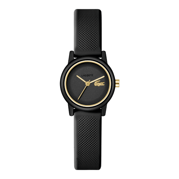 Montre Lacoste Dame lettre 12.12 miniature swift silicone noir cadran noir