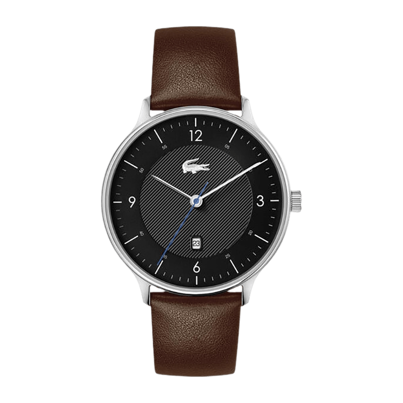 Montre Homme Lacoste Club  Bracelet Cuir Marron  Cadran Noir – 2011116