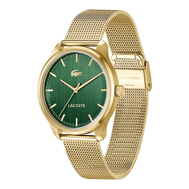 MONTRE HOMME lisbon milanais acier dore cadran vert