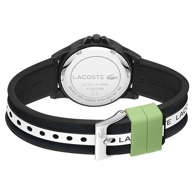 MONTRE ENFANT Lacoste Quartz cadran blanc bracelet silicone noir
