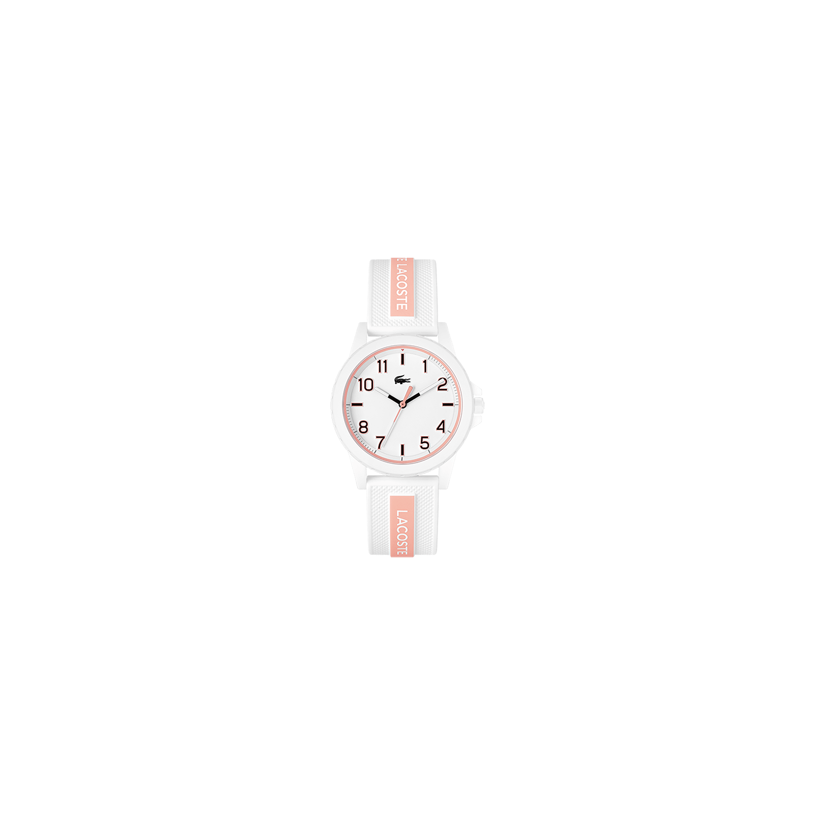 MONTRE ENFANT lacoste mouvement Quartz boitier tr90 blanc rond cadran blanc bracelet silicone blanc