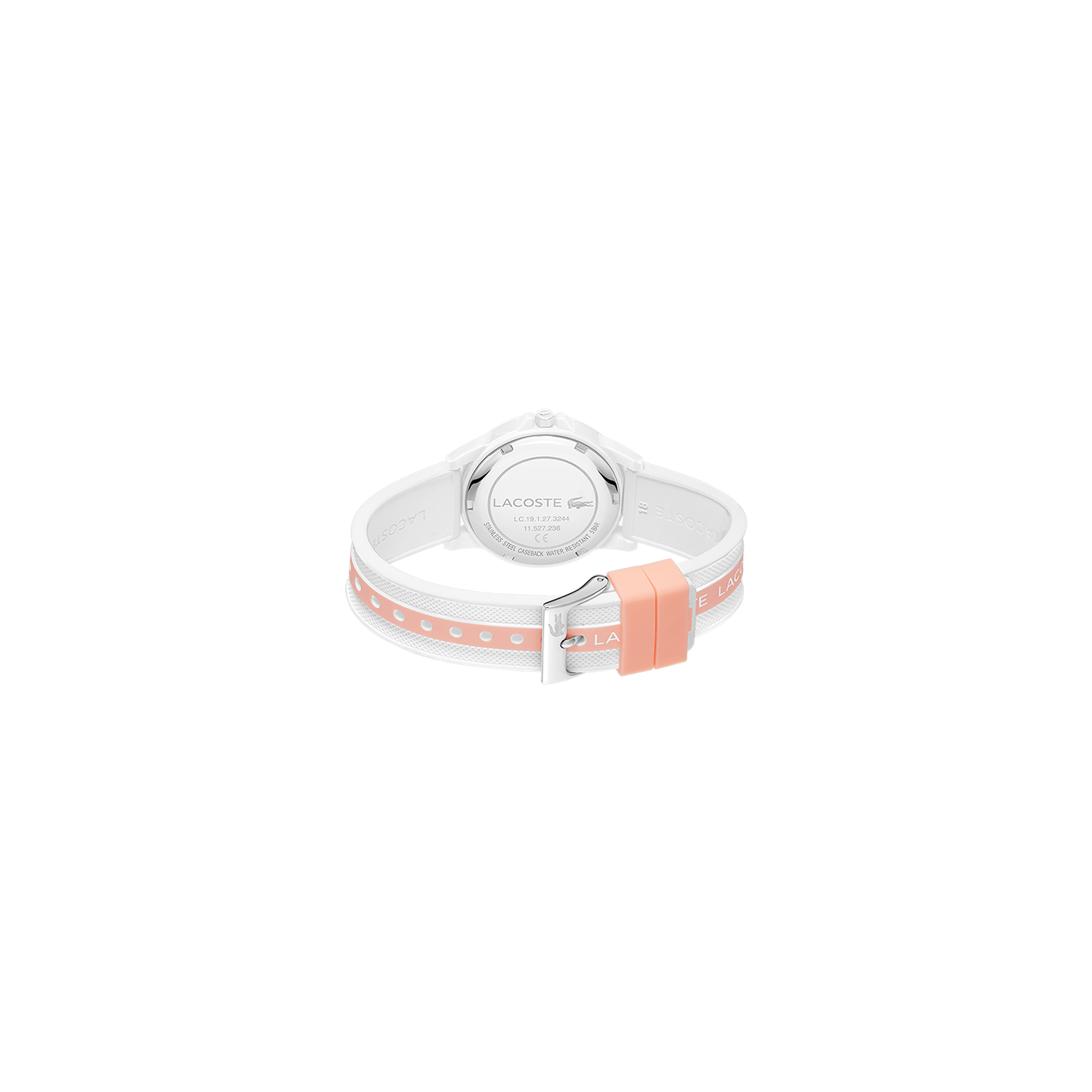 MONTRE ENFANT lacoste mouvement Quartz boitier tr90 blanc rond cadran blanc bracelet silicone blanc