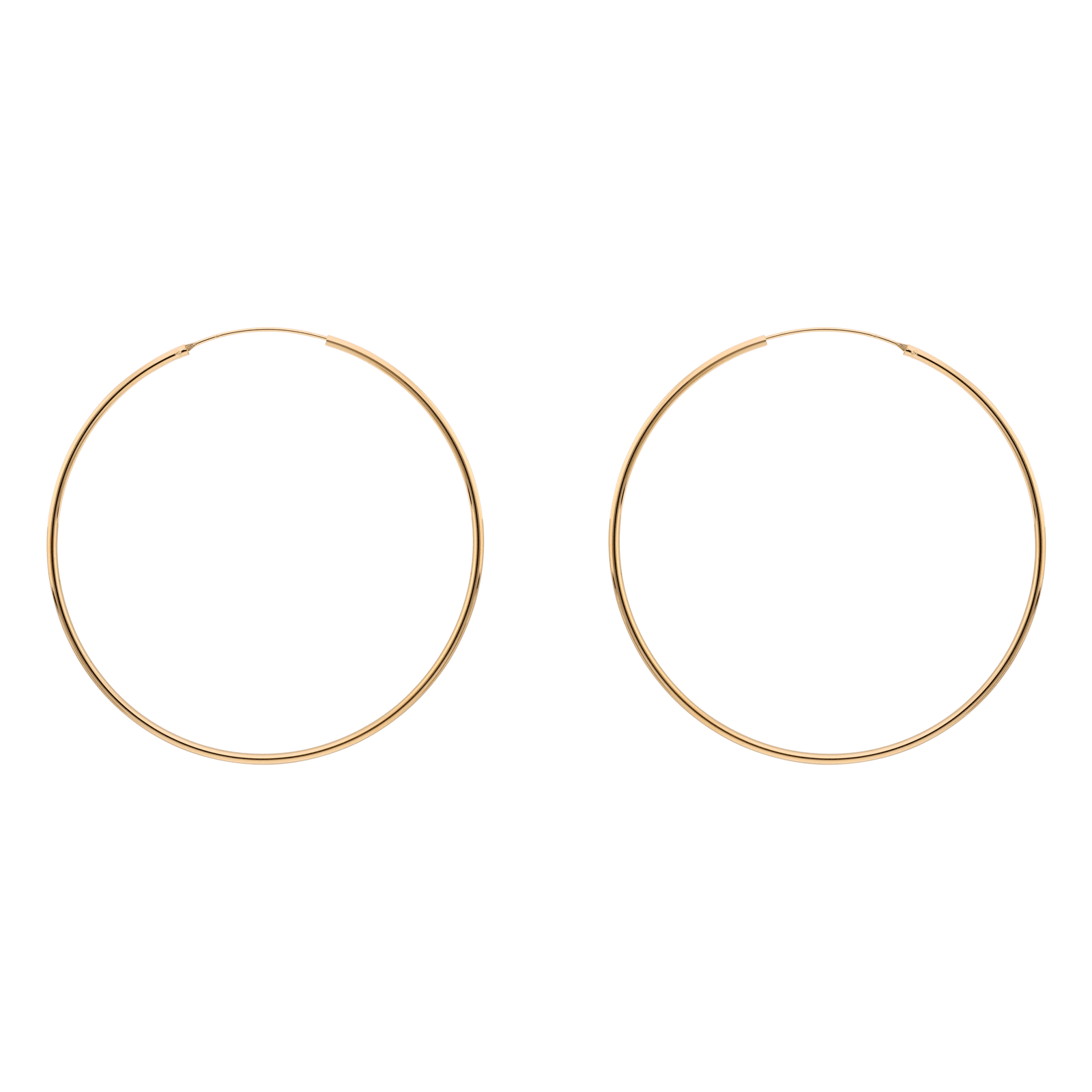 Créoles tube lisse 2mm/70mm plaqué or
