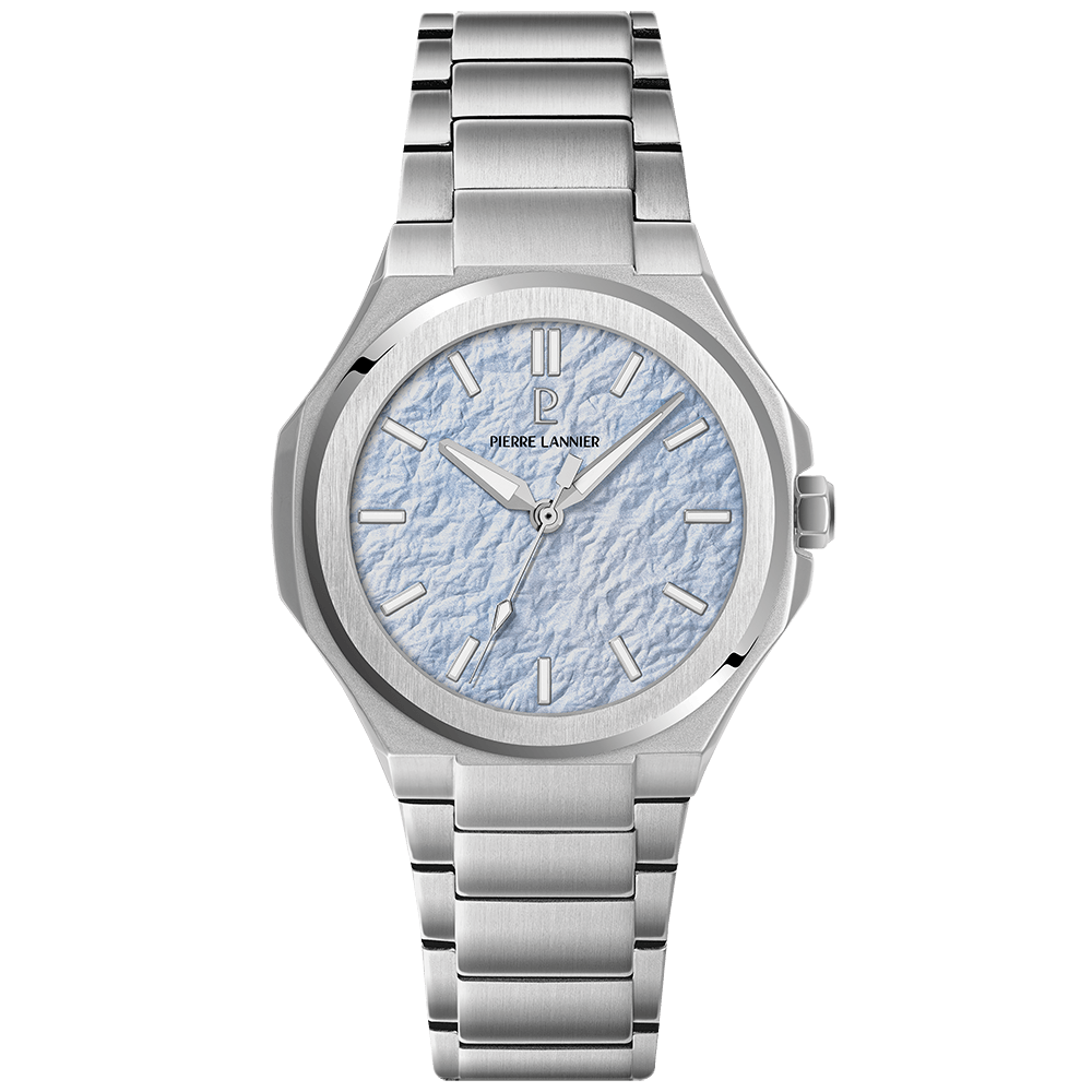 Montre Qua Homme GRAPHITE Argenté Cadran Bleu glacier Bracelet Acier Argenté 24 MM