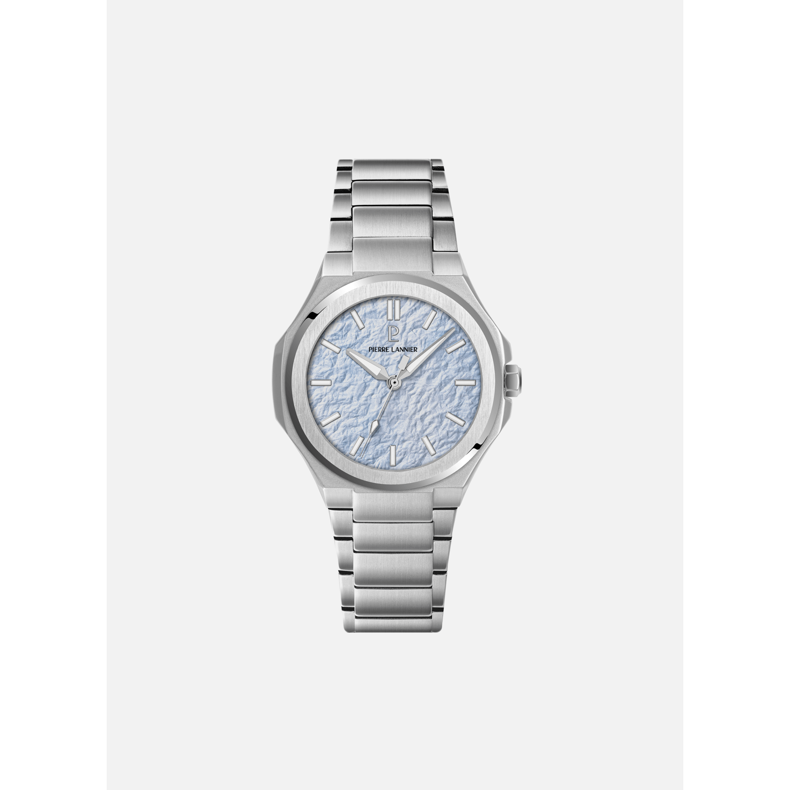 Montre Qua Homme GRAPHITE Argenté Cadran Bleu glacier Bracelet Acier Argenté 24 MM