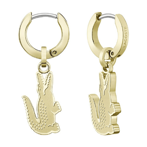 Boucles d'Oreilles Lacoste Homme crocodile acier