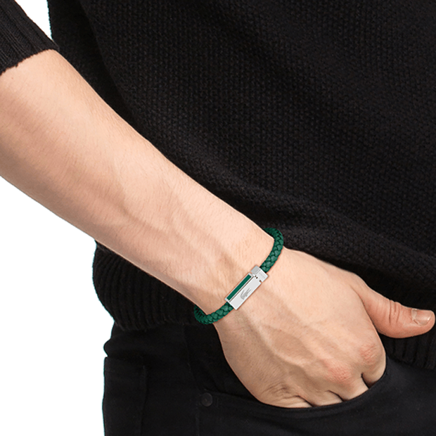 Bracelet LACOSTE Rokel Acier et cuir vert