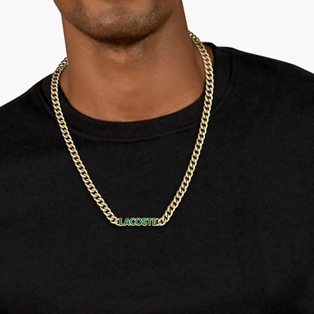 Collier Lacoste Script  Acier Doré