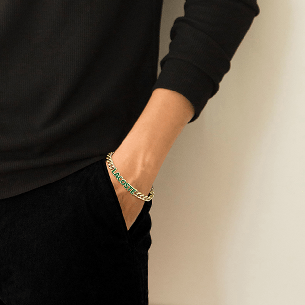 Bracelet LACOSTE Script Acier doré et vert