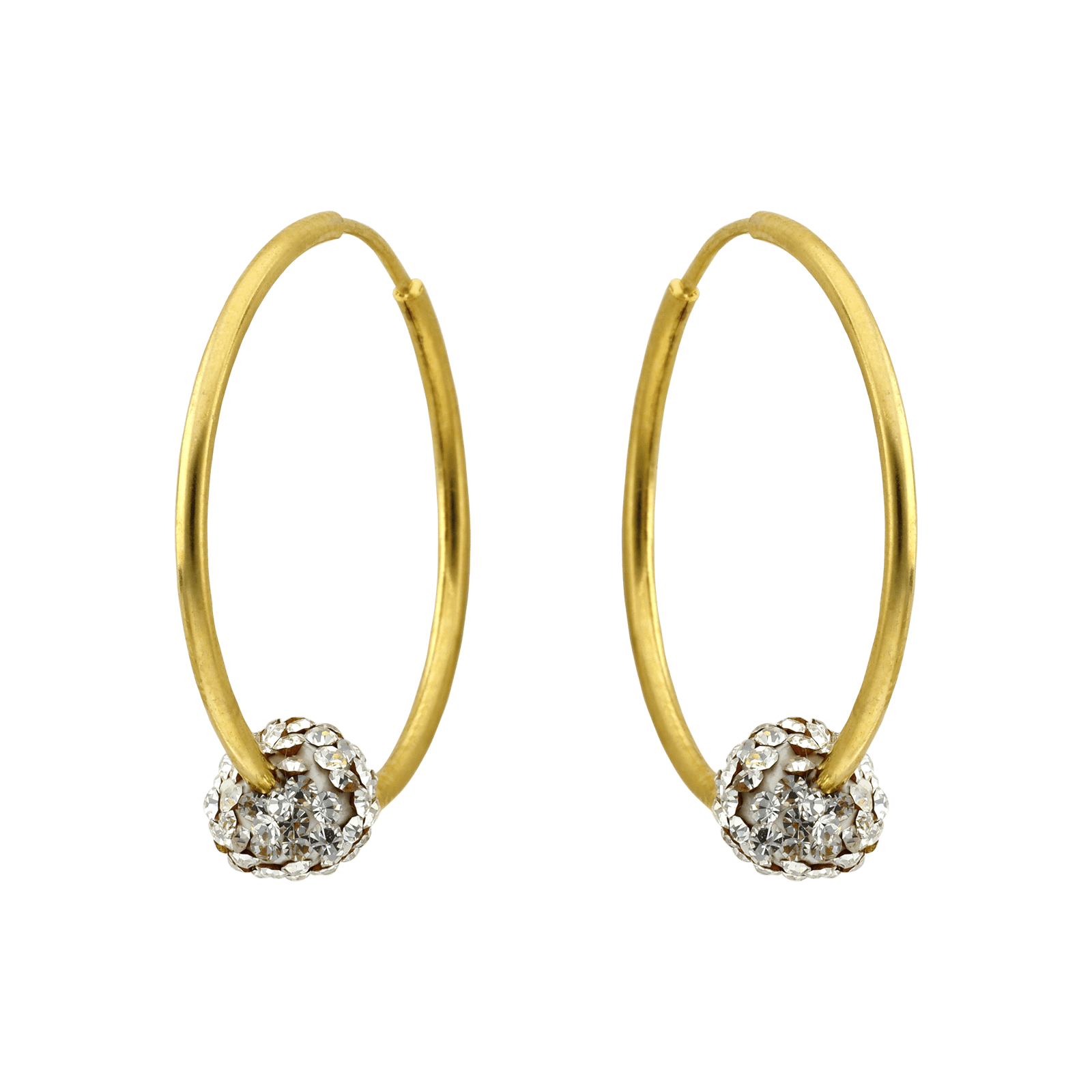creoles tube lisses articulé boules strass 1.2mm/20mm