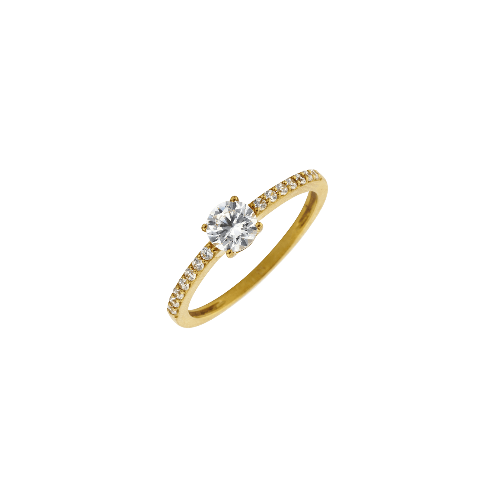 Bague Or Jaune Oxyde de Zirconium ovale 7 mm x 5 mm plus 20 Oxyde de Zirconium ronds