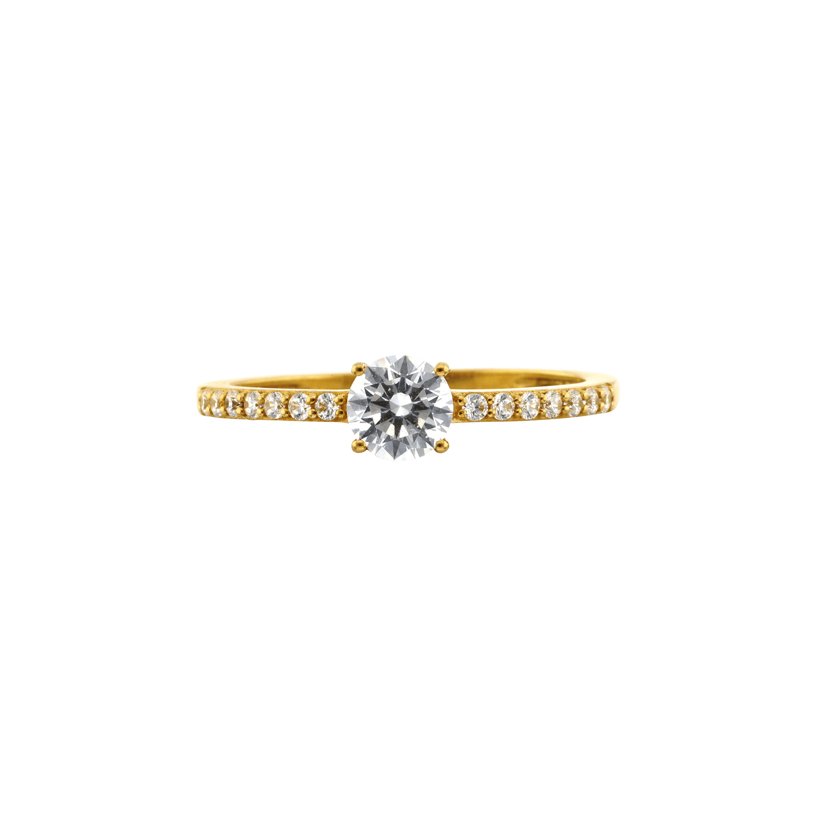 Bague Or Jaune Oxyde de Zirconium ovale 7 mm x 5 mm plus 20 Oxyde de Zirconium ronds