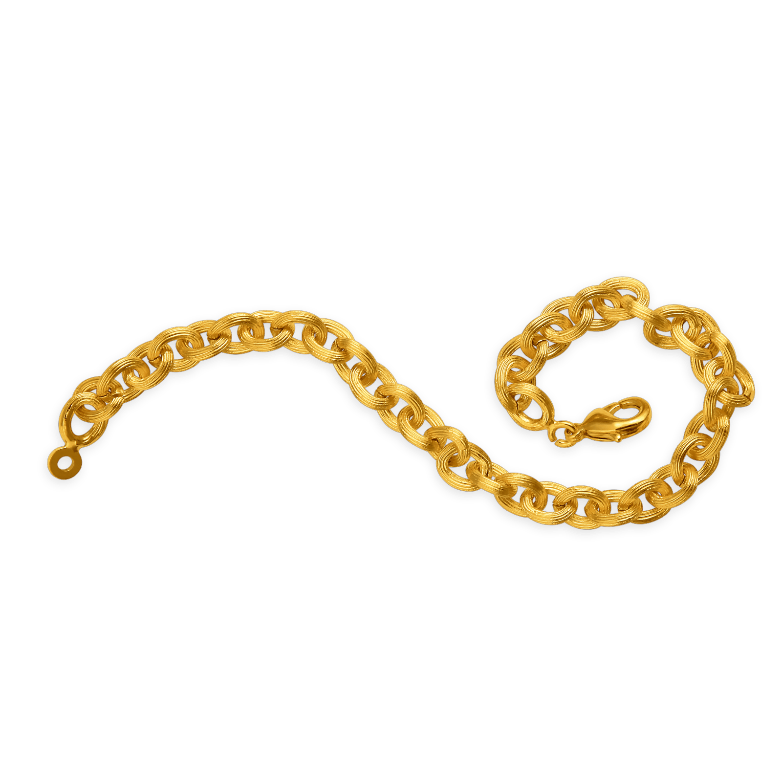 Bracelet Plaqué Or Maille Jaseron Strié