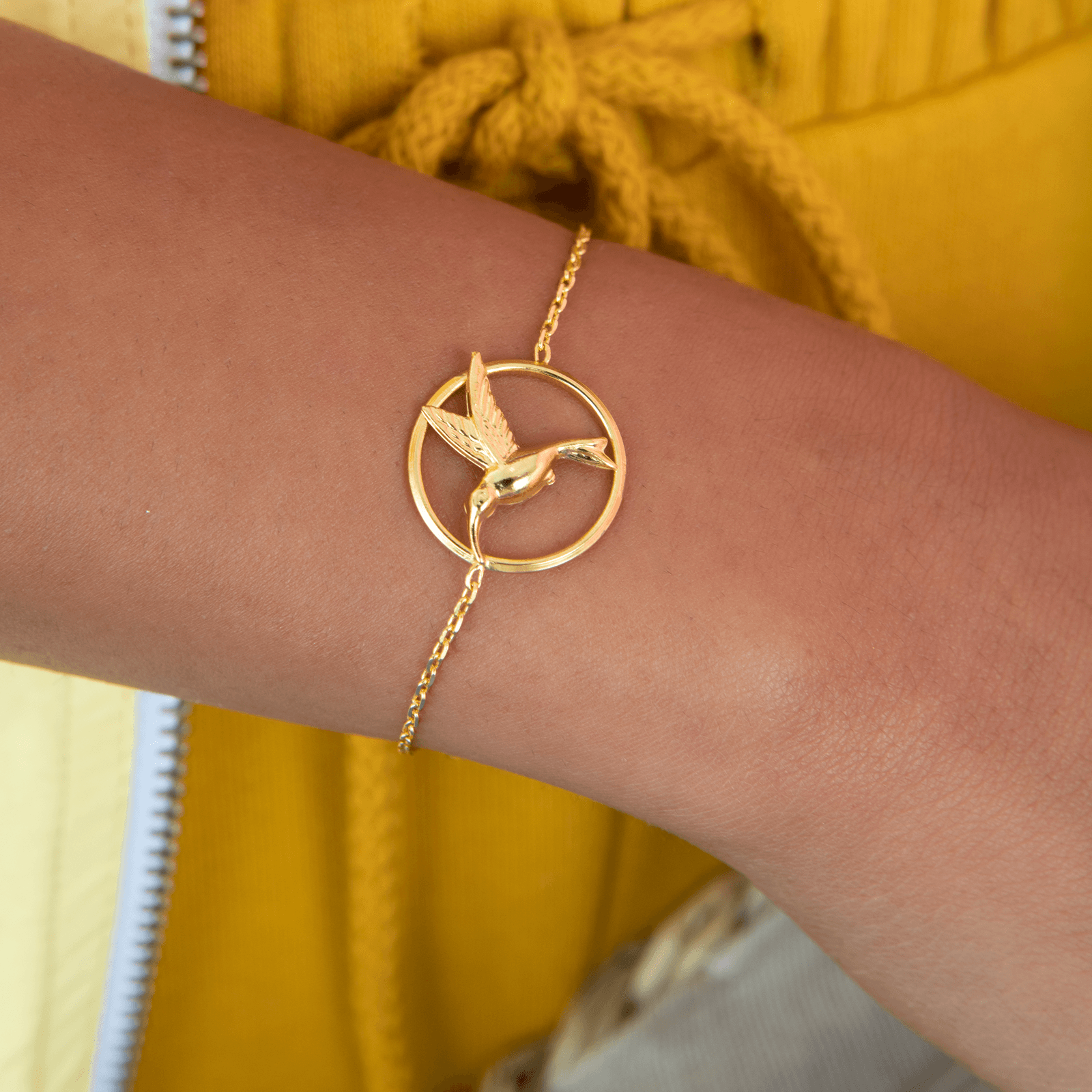 Bracelet Plaqué Or Chaïne Colibri Cerclé
