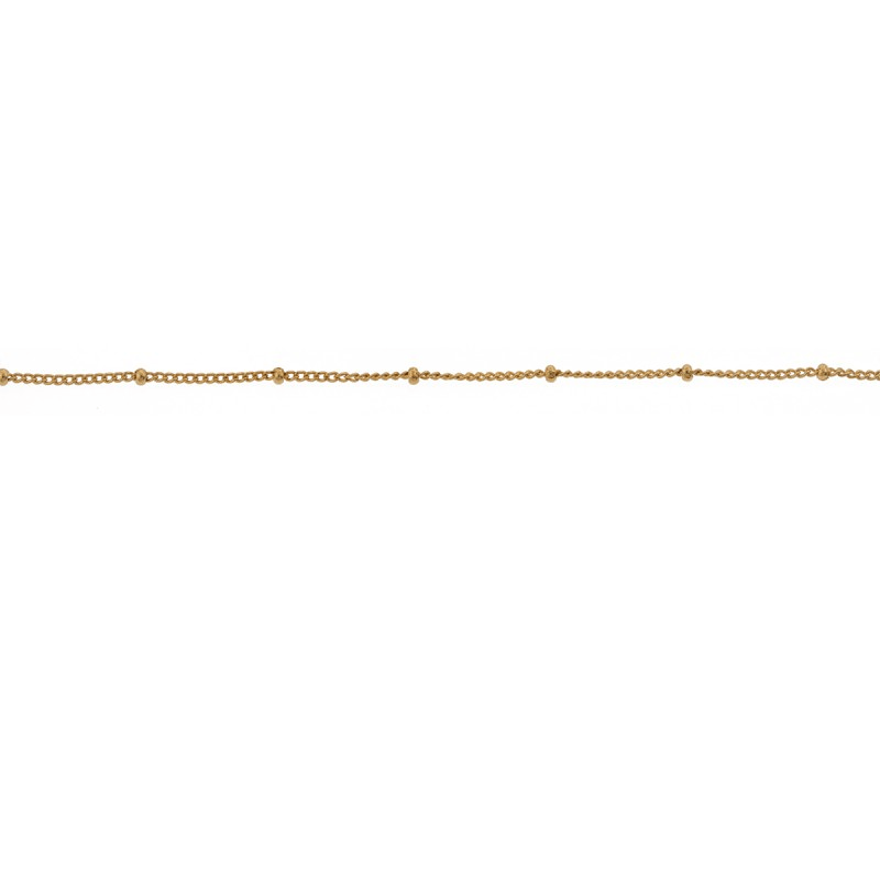 Chaîne Cheville Plaqué Or1.2mm 25  à 27cm Boules 2mm
