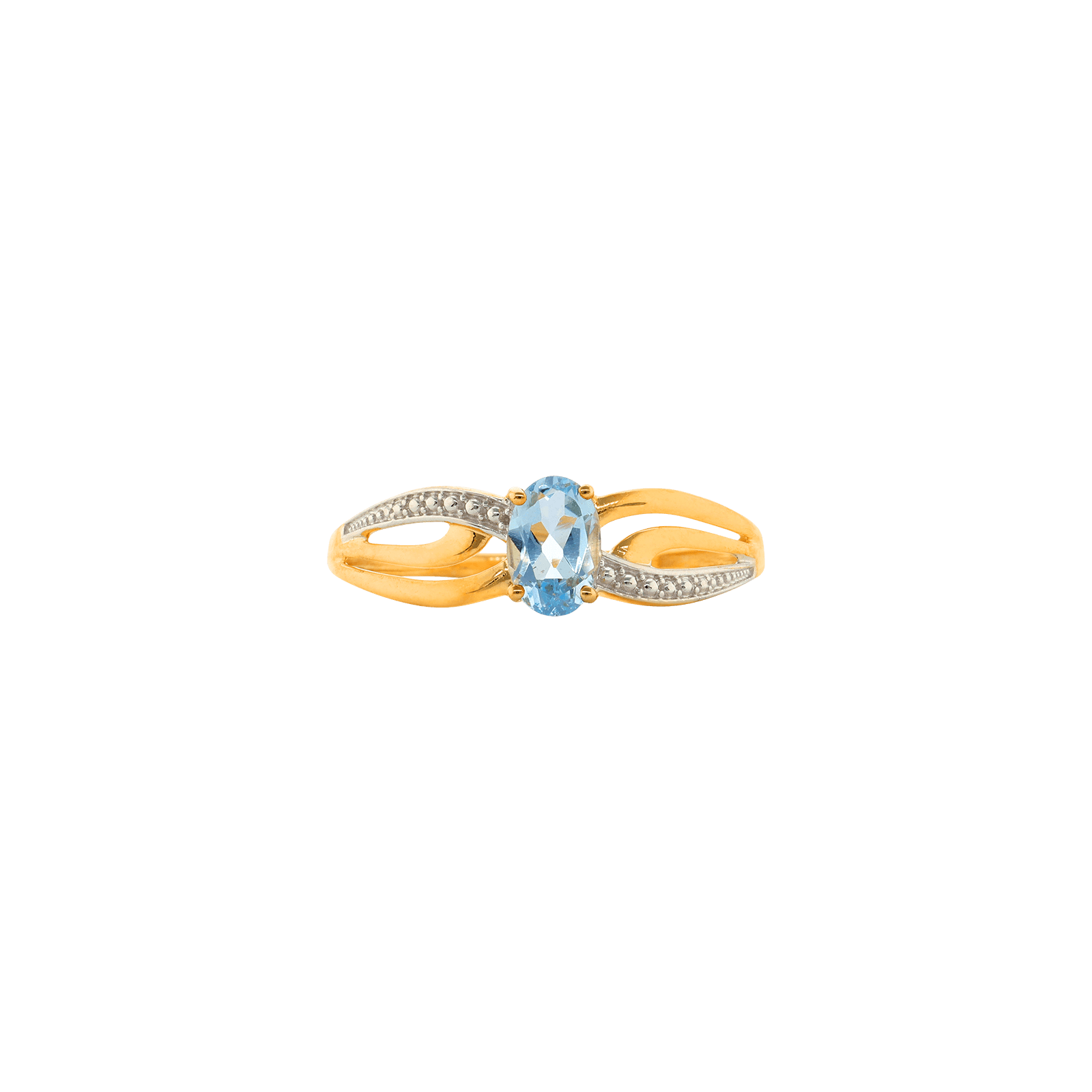Bague Topaze 9 mm x 4 mm Bicolore