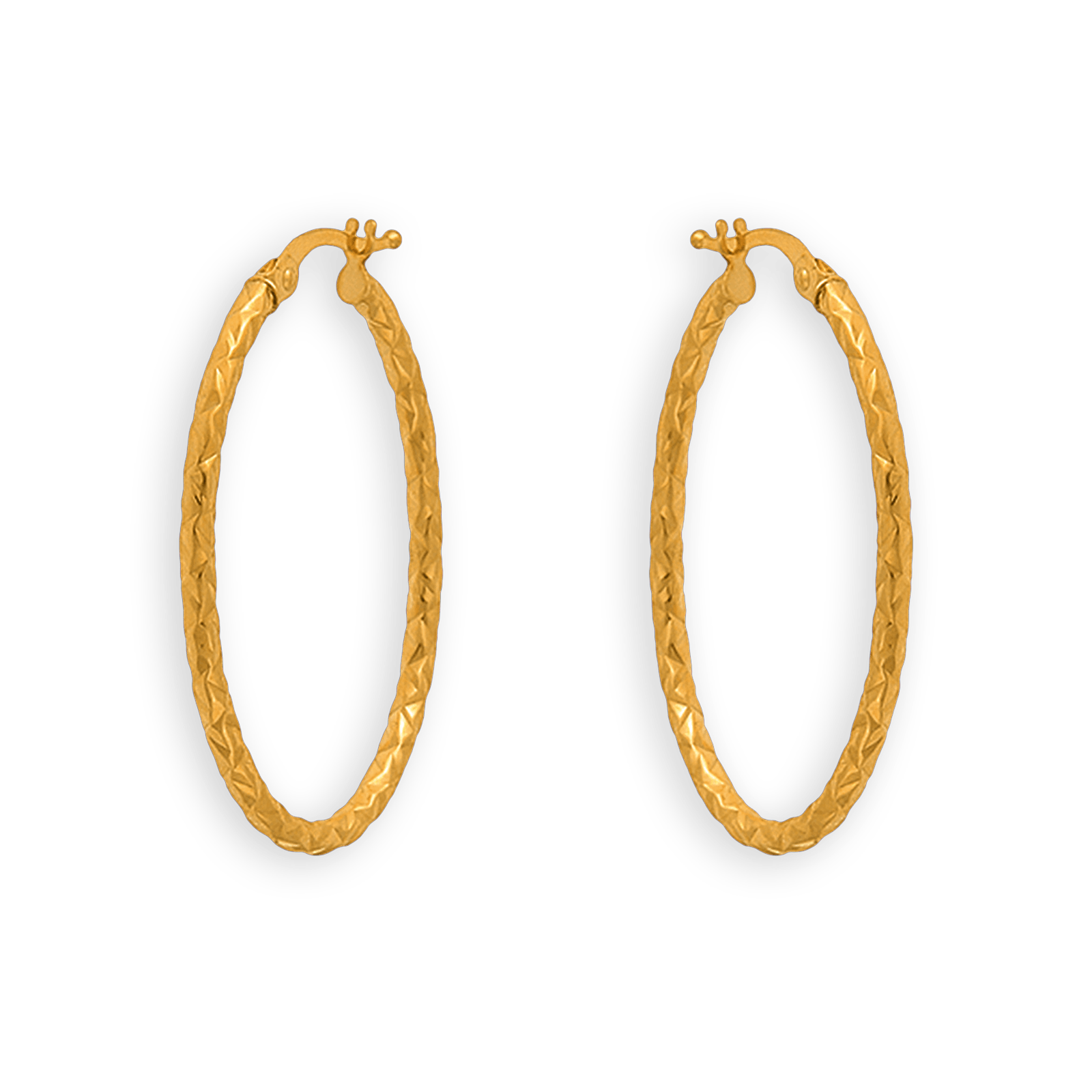 créoles or 9 carats diamantées ovales 54mm