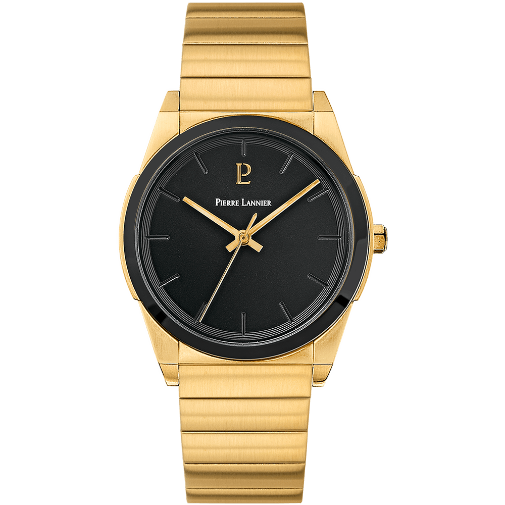 Montre Homme CANDIDE Cadran Noir Bracelet Acier Doré