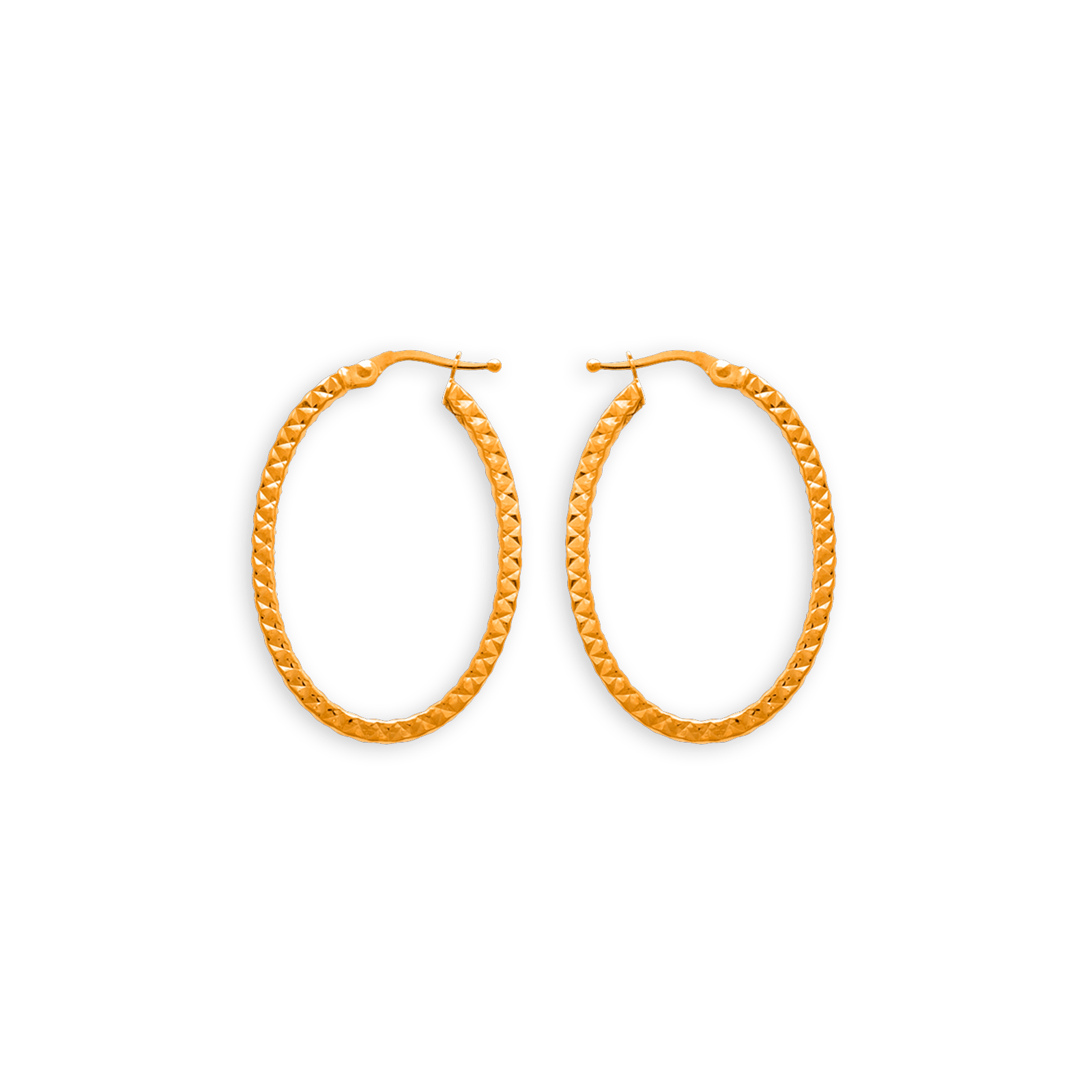 créoles or 9 carats martelées ovales 33mm