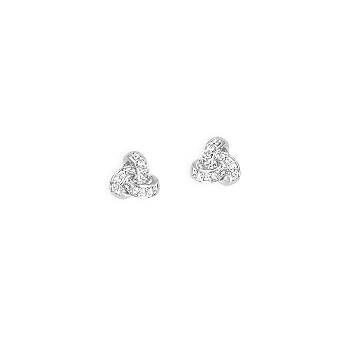 Boucles d'Oreilles Argent Rond Nœud Oxyde de Zirconium