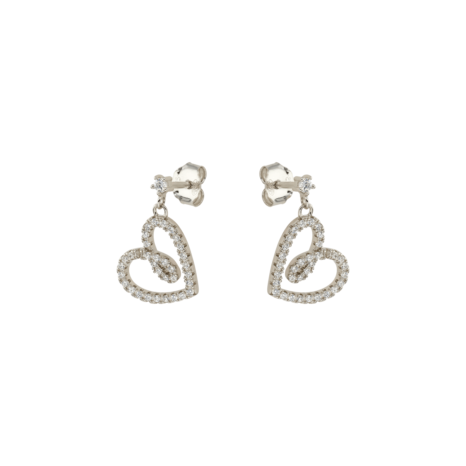 Boucles d'Oreilles Argent Rond coeur évidé Oxydes blancs
