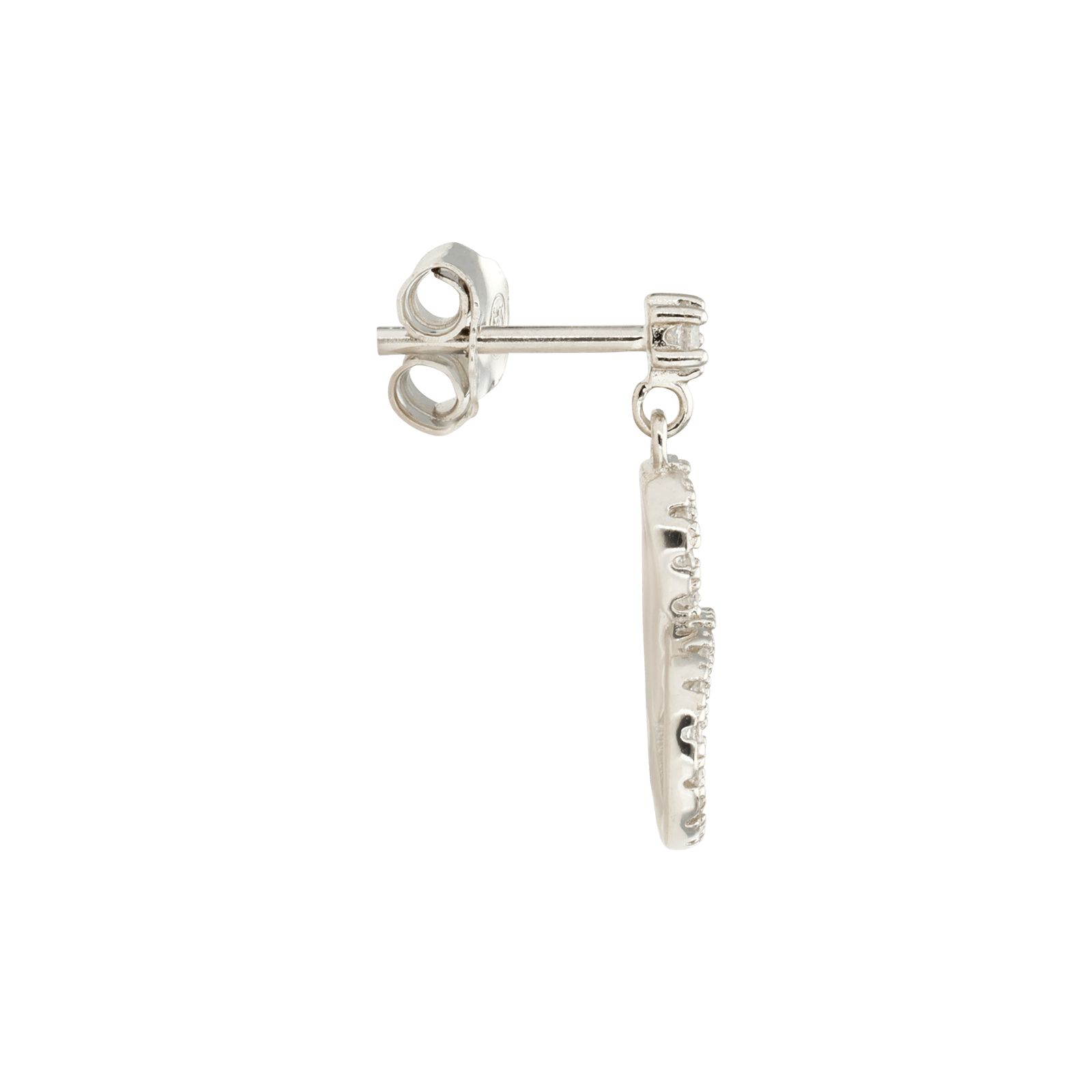 Boucles d'Oreilles Argent Rond coeur évidé Oxydes blancs