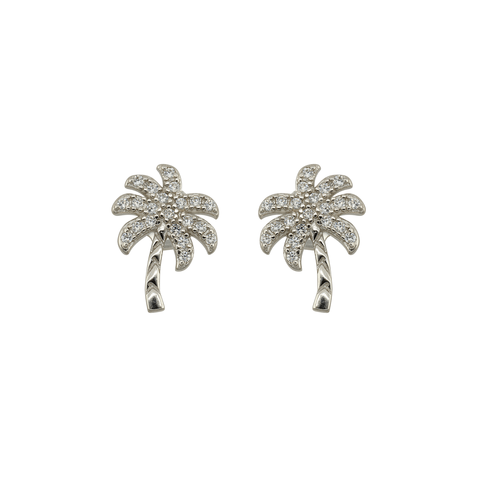 Boucles d'Oreilles Argent Rond puce palmier Oxydes blancs