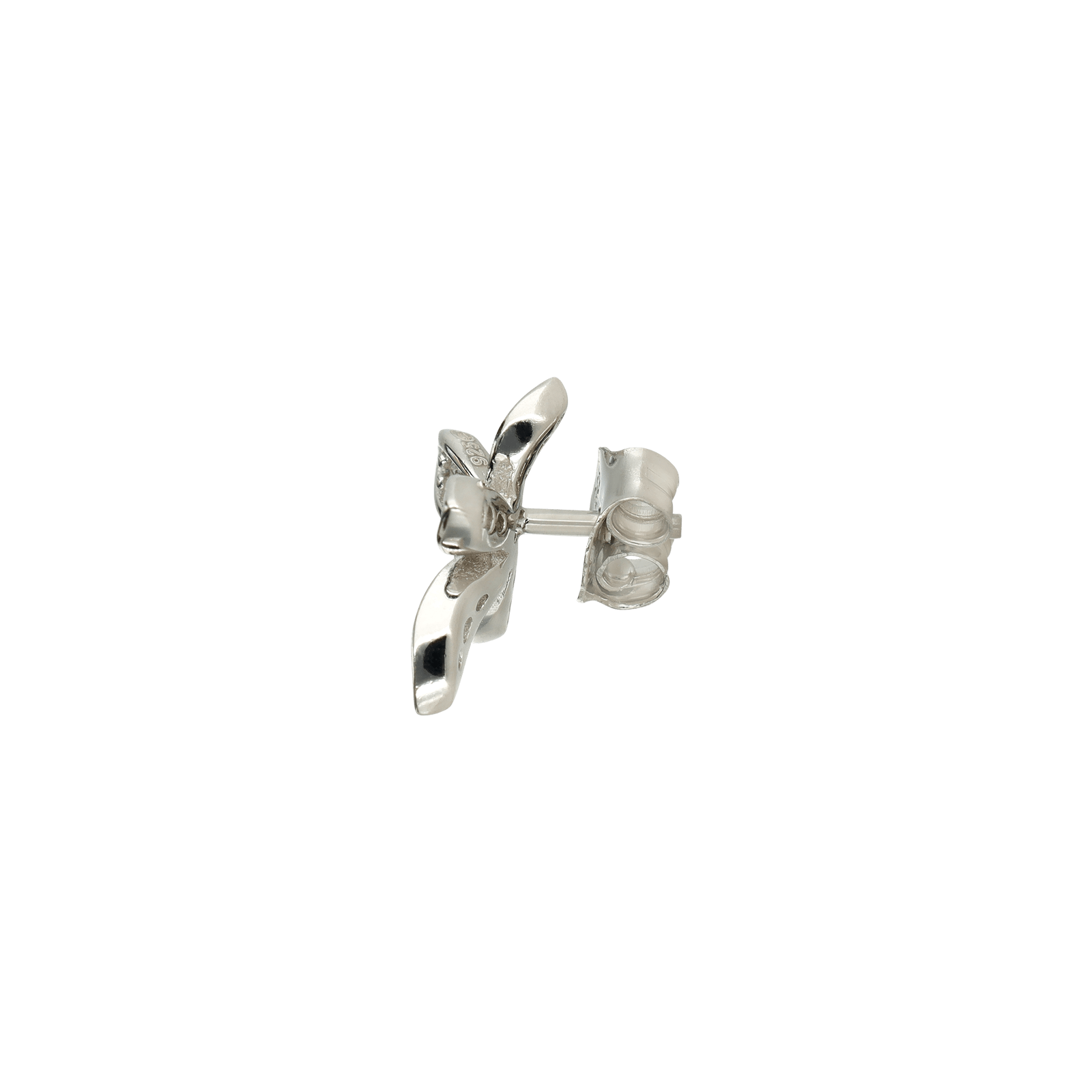 Boucles d'Oreilles Argent Rond puce fleur Oxydes blancs