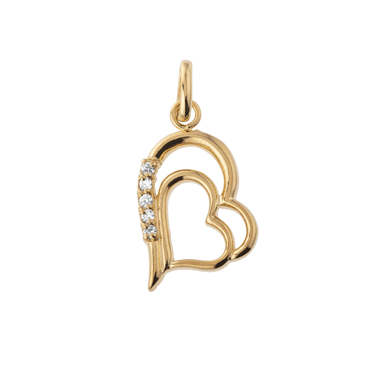 BIJOUTERIE PLAQUÉ OR pendentif plaqué or 2 coeurs et Zirconia Cubique