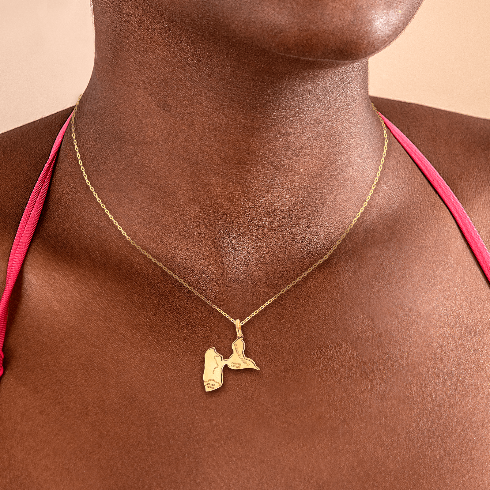 Pendentif Plaqué Or Carte Guadeloupe