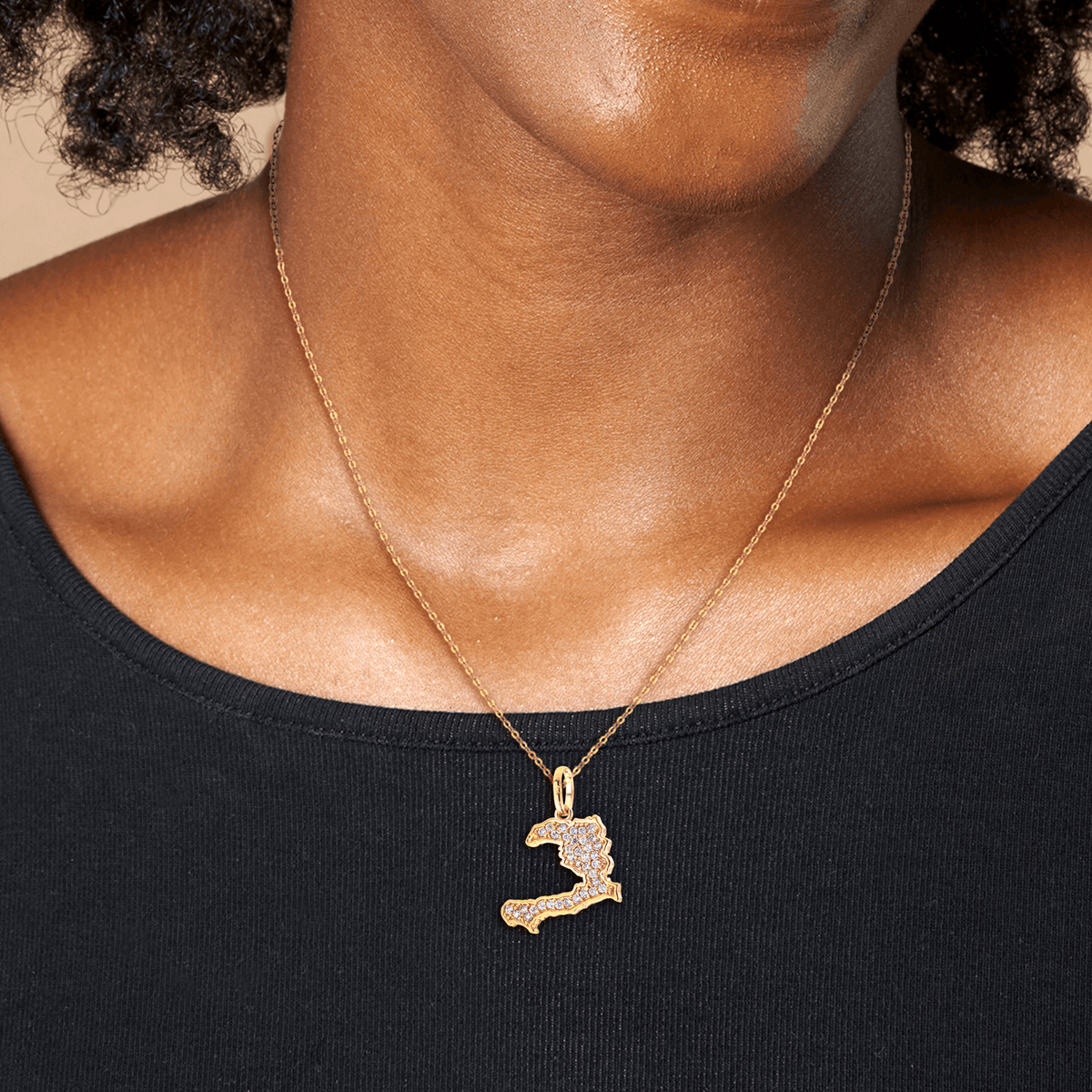 Pendentif Plaqué Or Haïti Zirconium 17*22mm