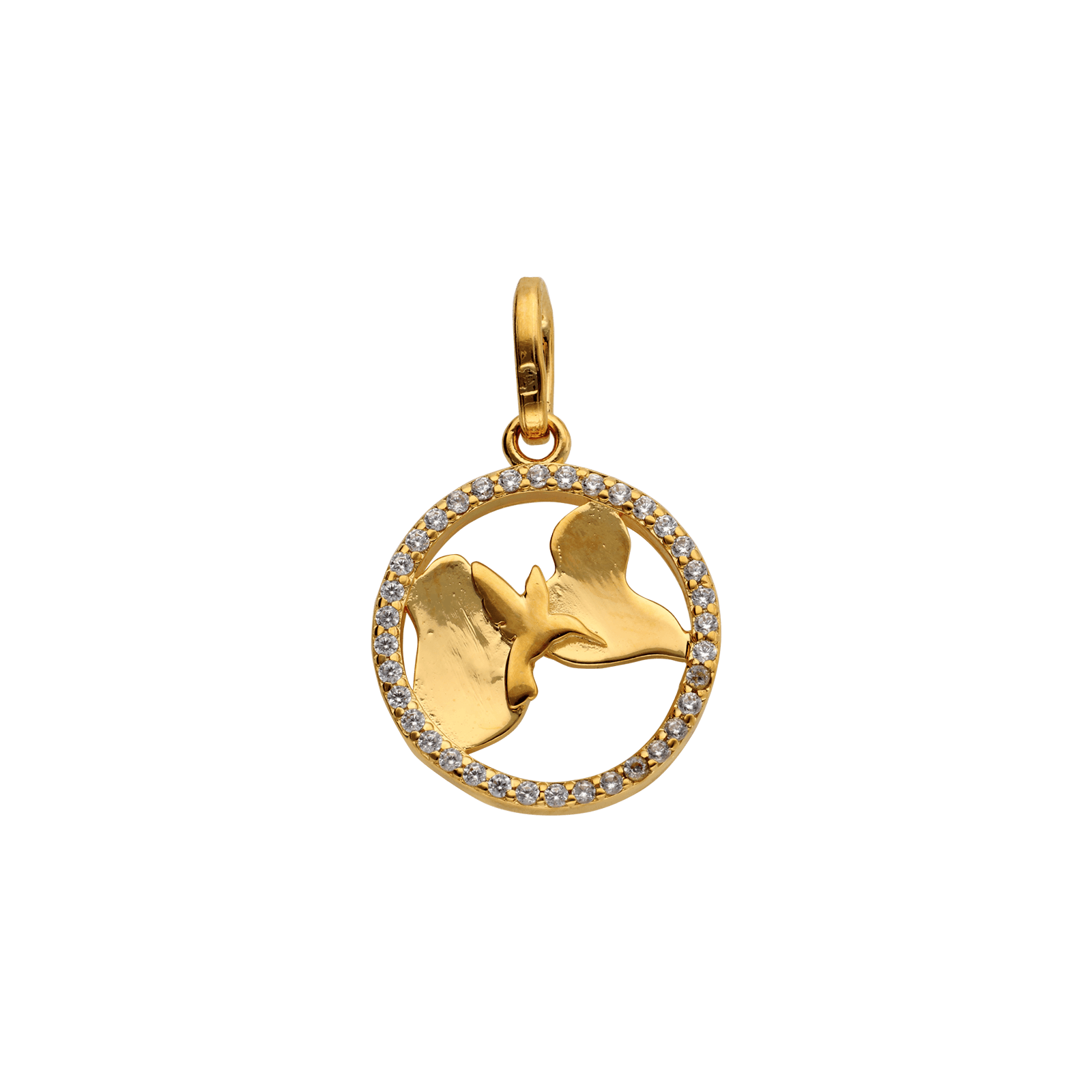 pendentif rond Zirconia Cubique plus Guadeloupe et colibri