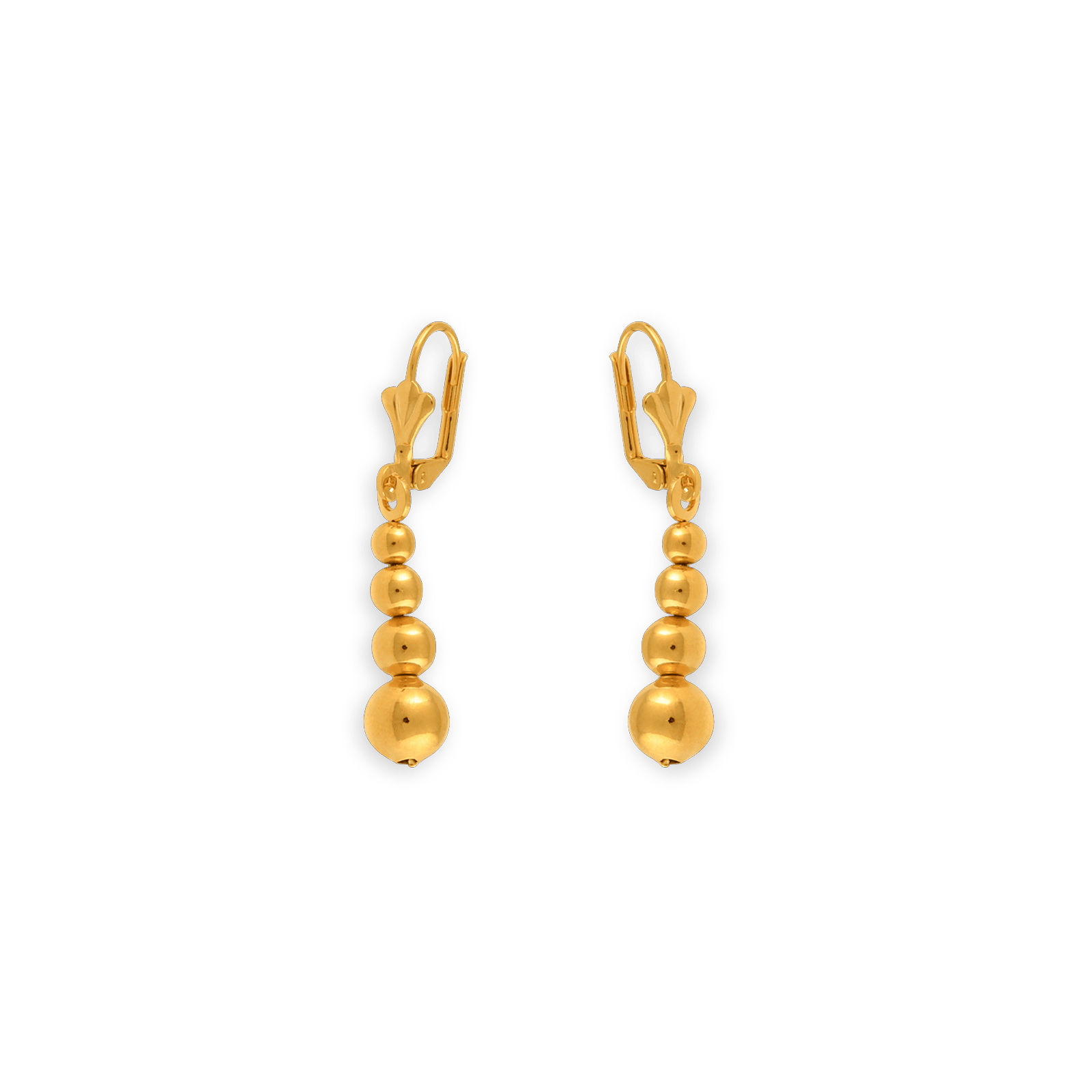 Boucles D'oreilles Plaqué Or Grain D'or 4 A 8mm Pendant 40mm Au Total