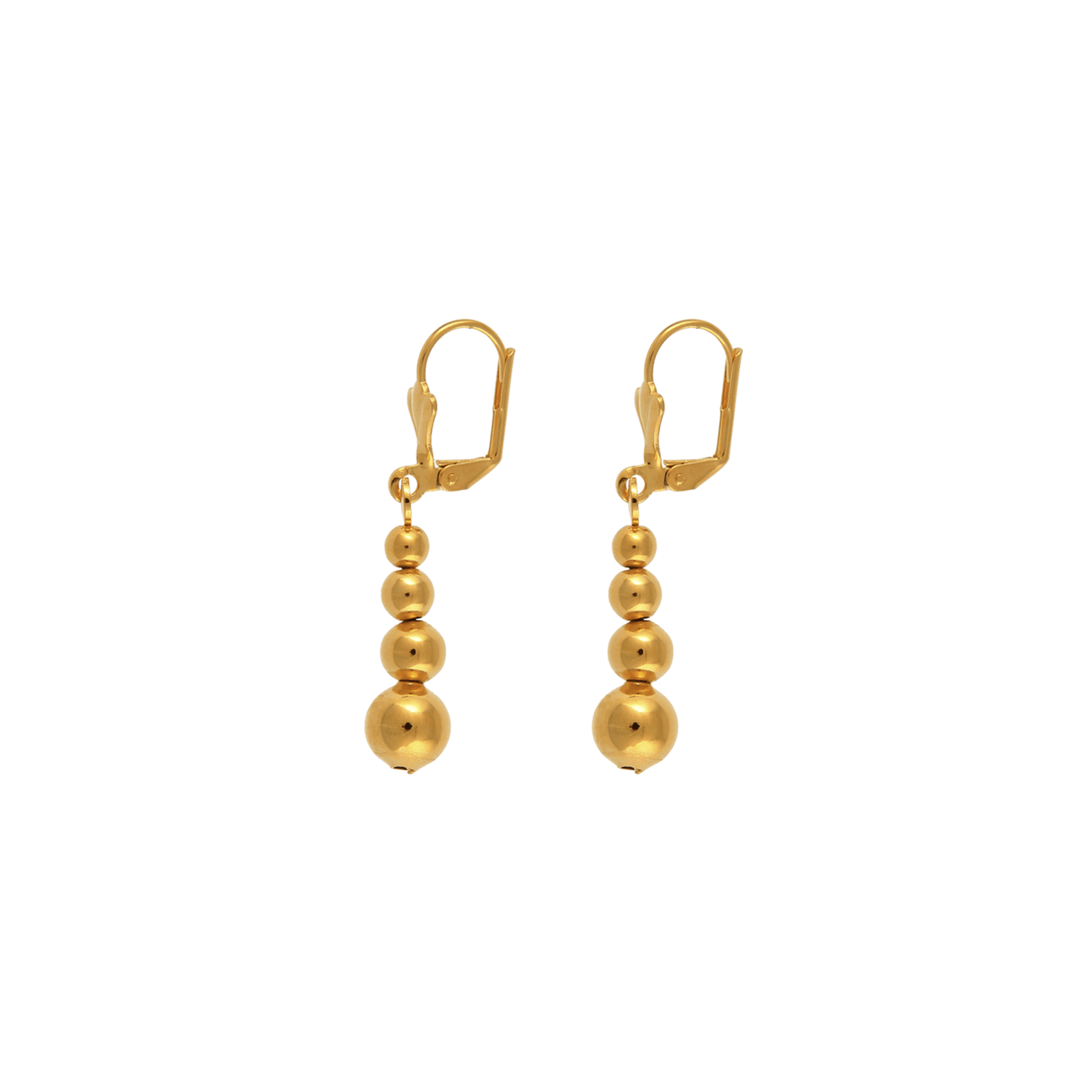 Boucles D'oreilles Plaqué Or Grain D'or 4 A 8mm Pendant 40mm Au Total