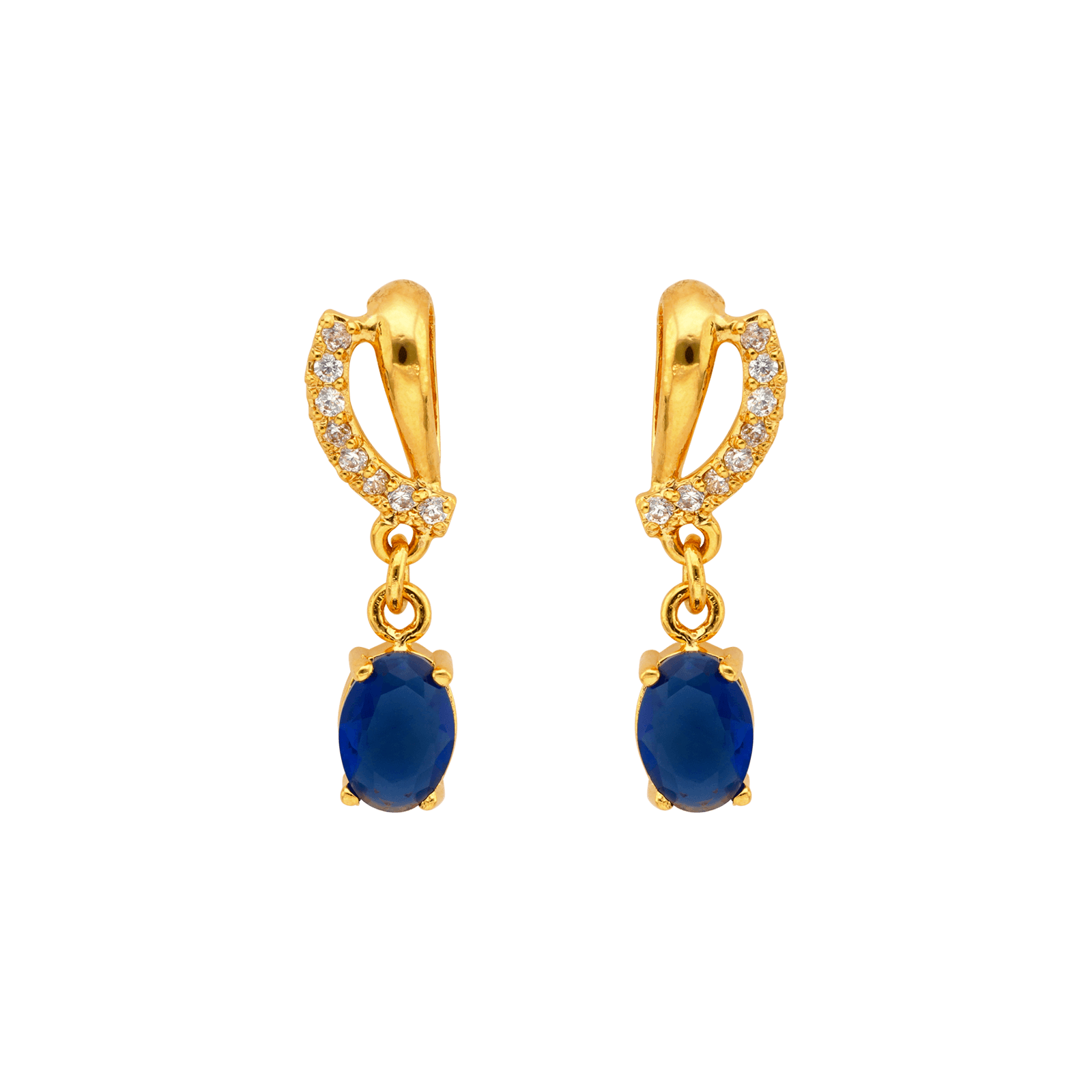 Plaqué or Oxyde de Zirconium ovale bleu