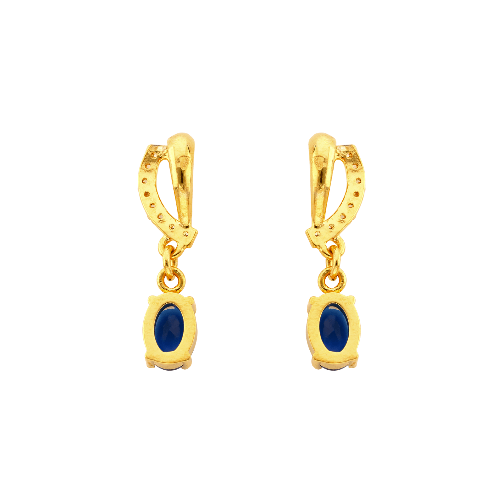 Plaqué or Oxyde de Zirconium ovale bleu