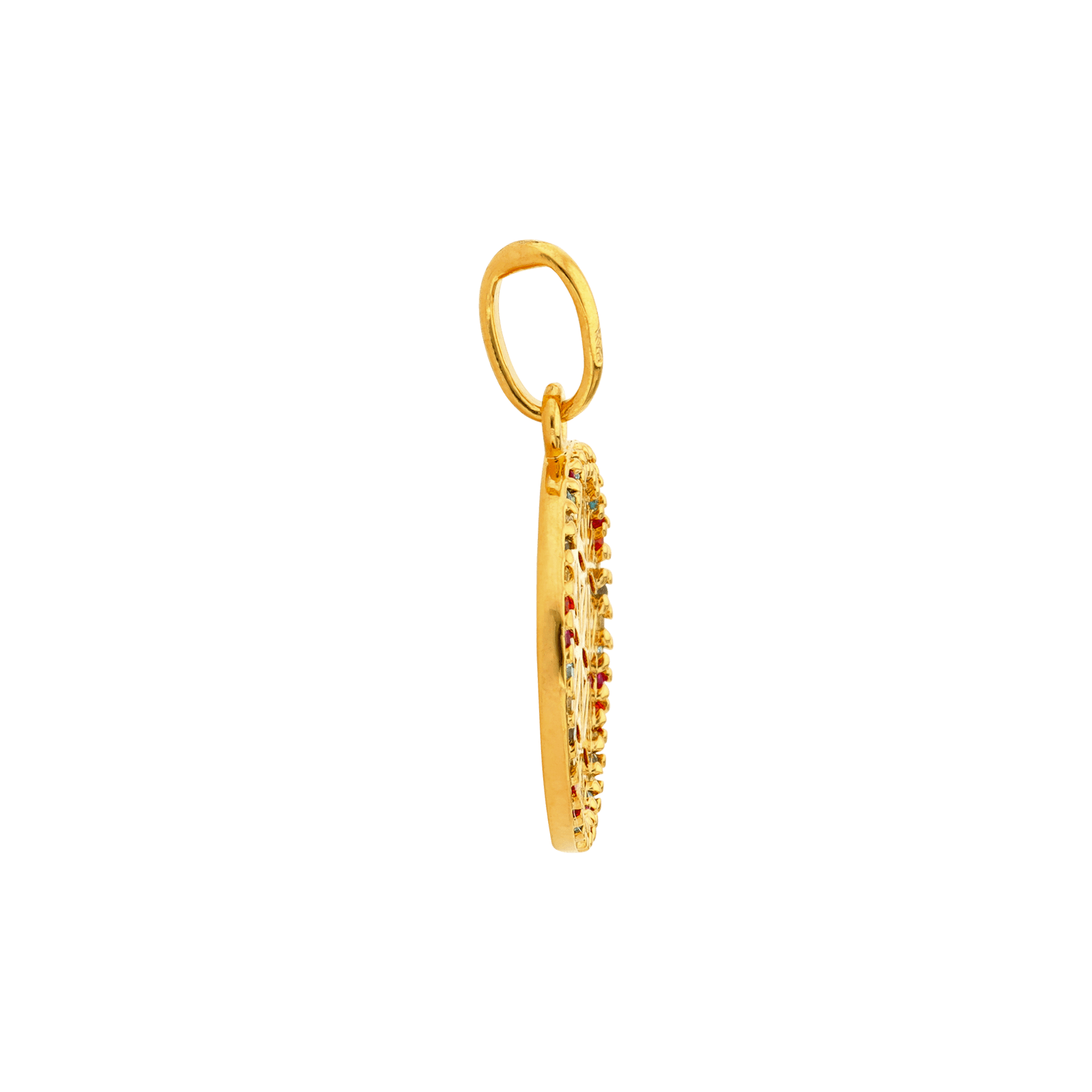 Pendentif Plaqué or fleur de vie Oxyde de Zirconium multicolores