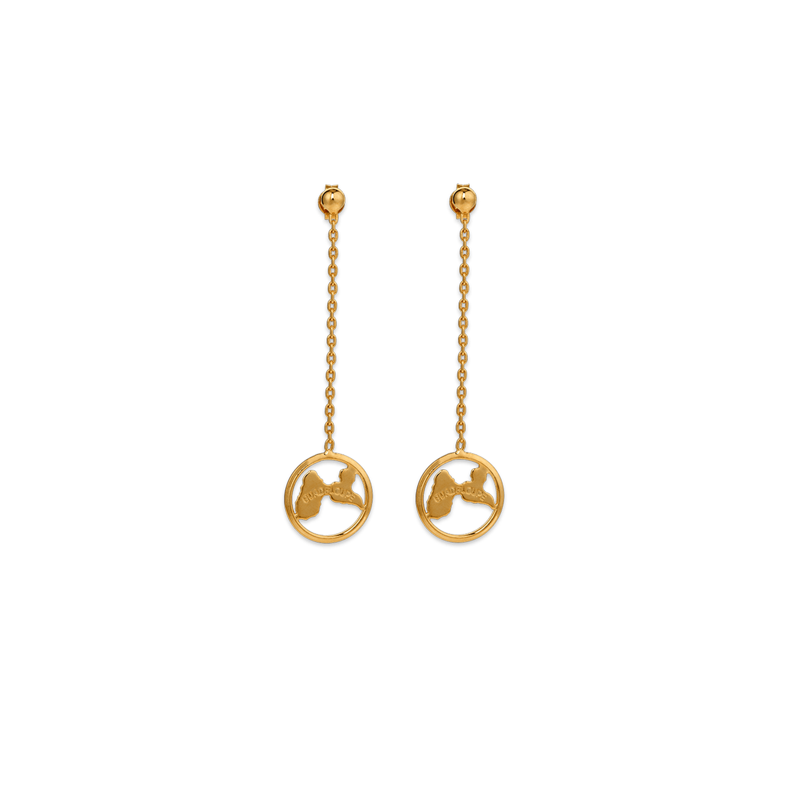 Boucles D'oreilles Plaqué Or Pendant 60mm Au Total Carte Guadeloupe Cerclée 15mm