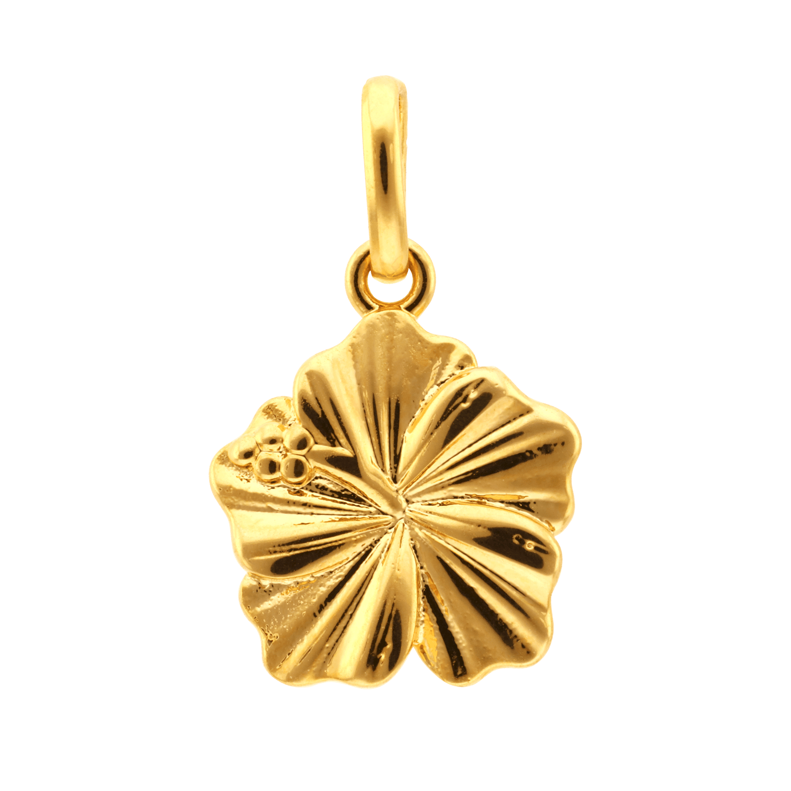 Pendentif Plaque Or hibiscus