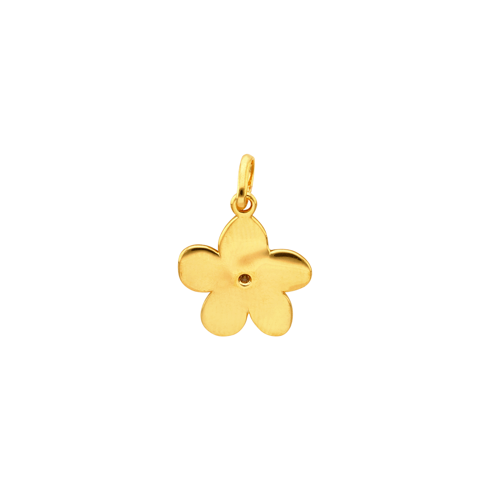 Pendentif Plaque Or fleur 1 Oxyde de Zirconium