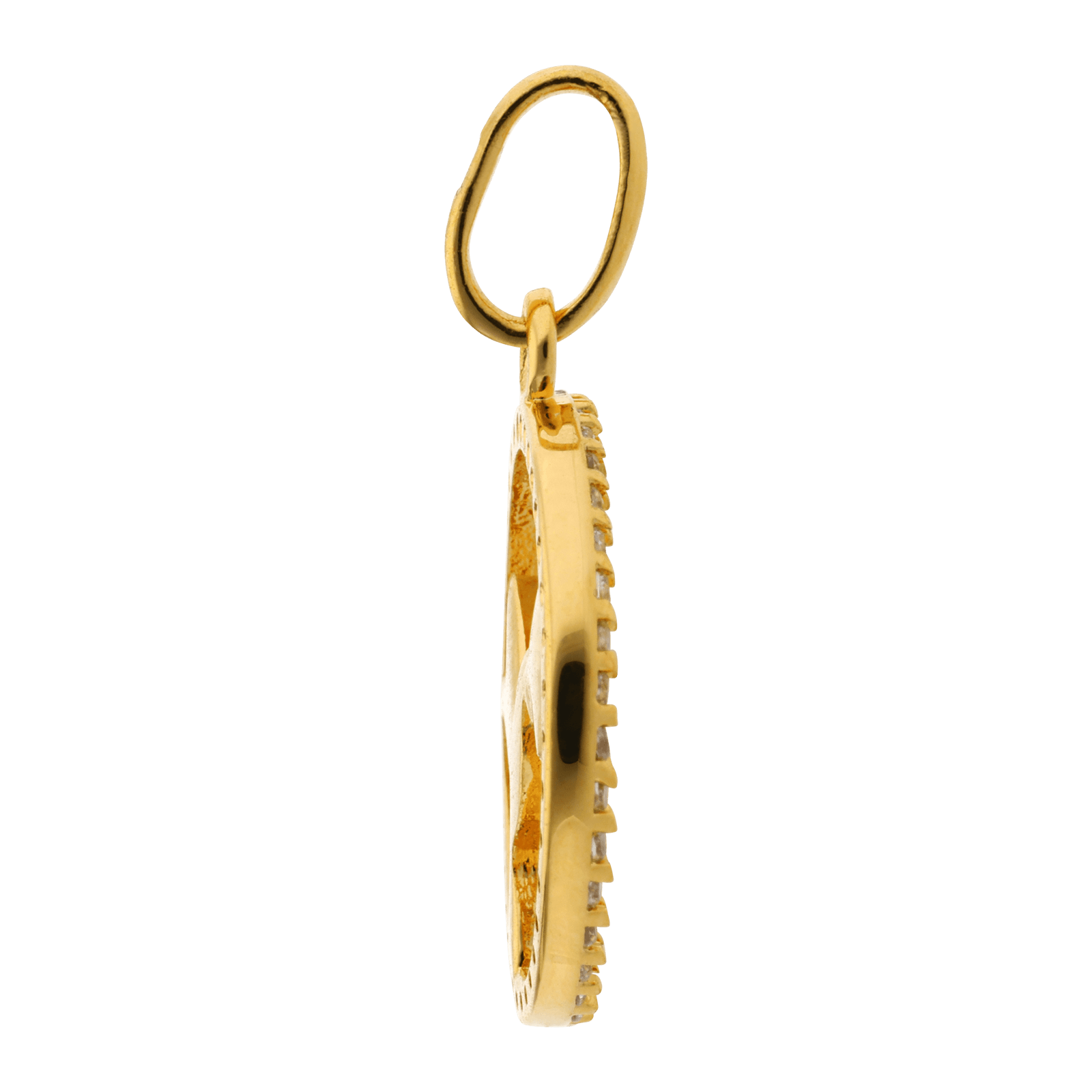Pendentif plaque or colibri et fleur entourage sertie Oxyde de Zirconium