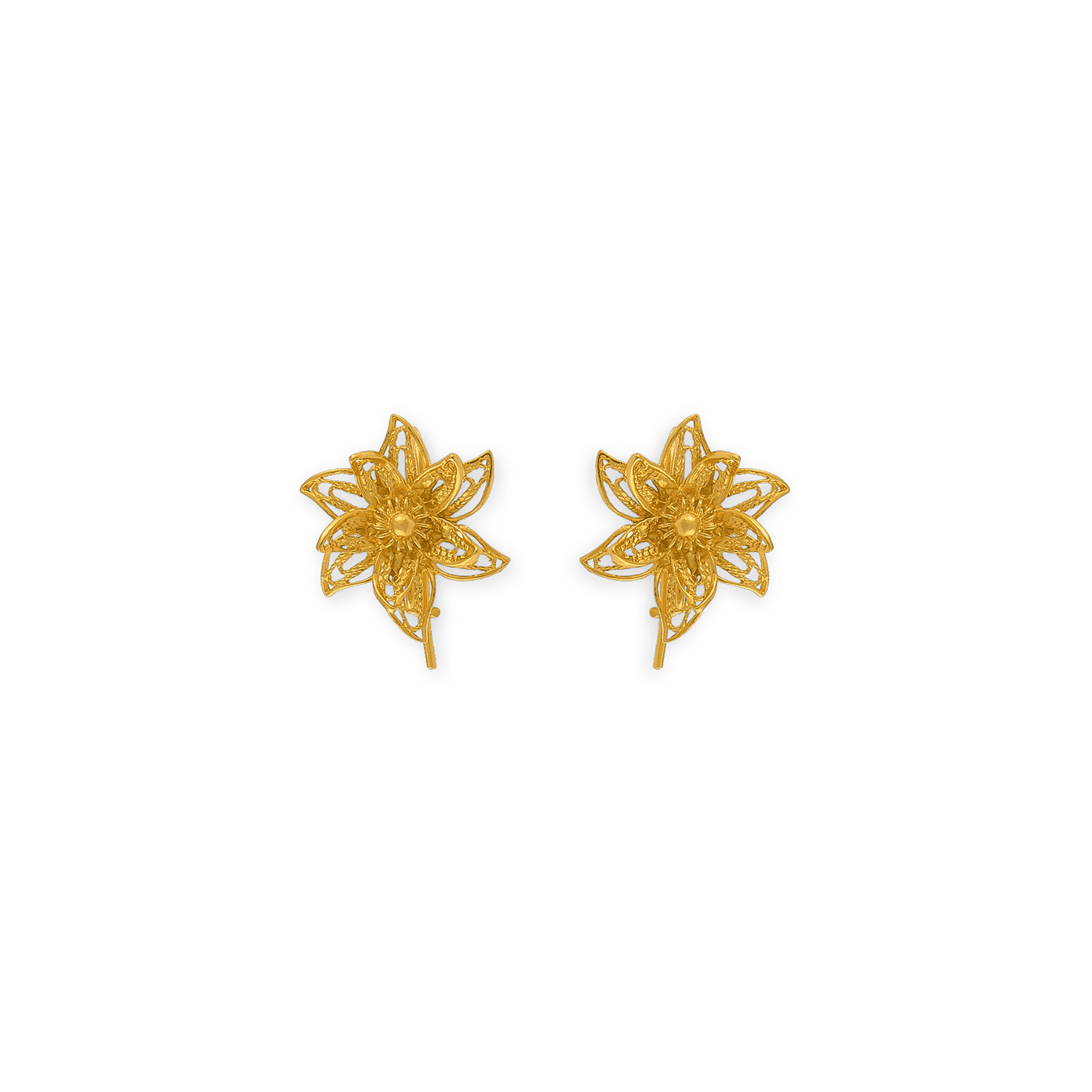 Boucles D'oreilles Plaqué Or Pendant 22mm Au Total Fleur 21mm