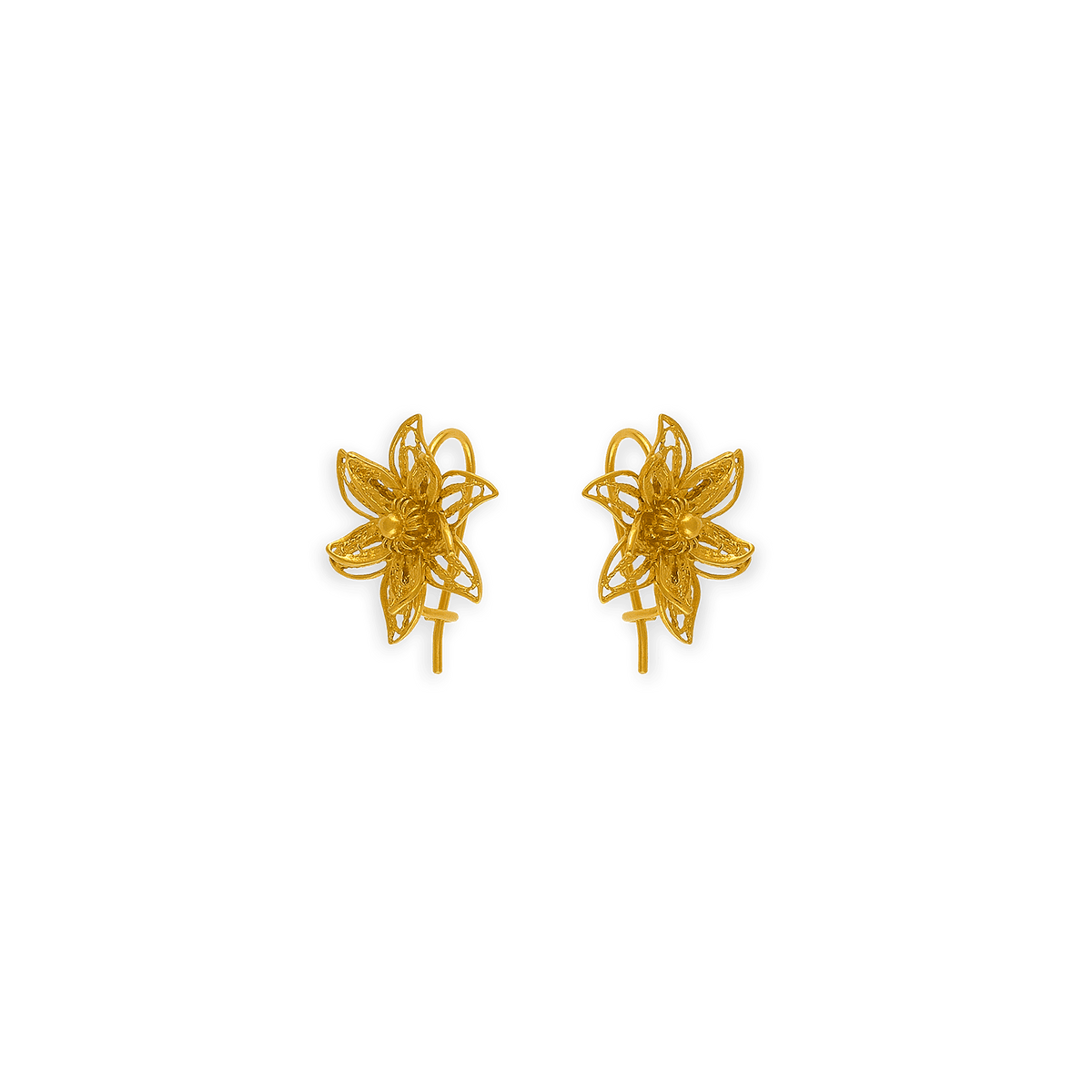 Boucles D'oreilles Plaqué Or Pendant 22mm Fleur 21mm