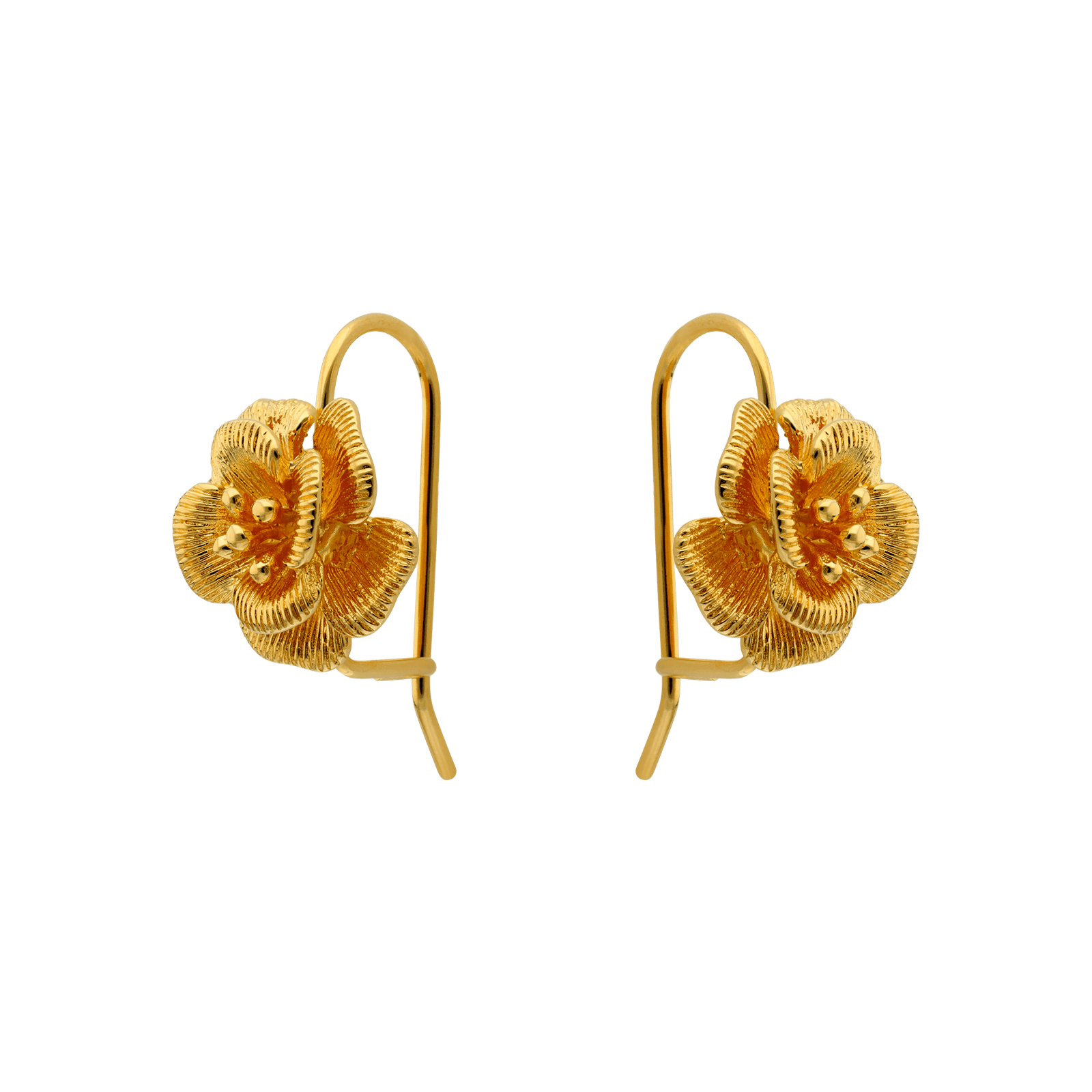 Boucles d'Oreilles Plaqué or motif Rose Petit Modèle