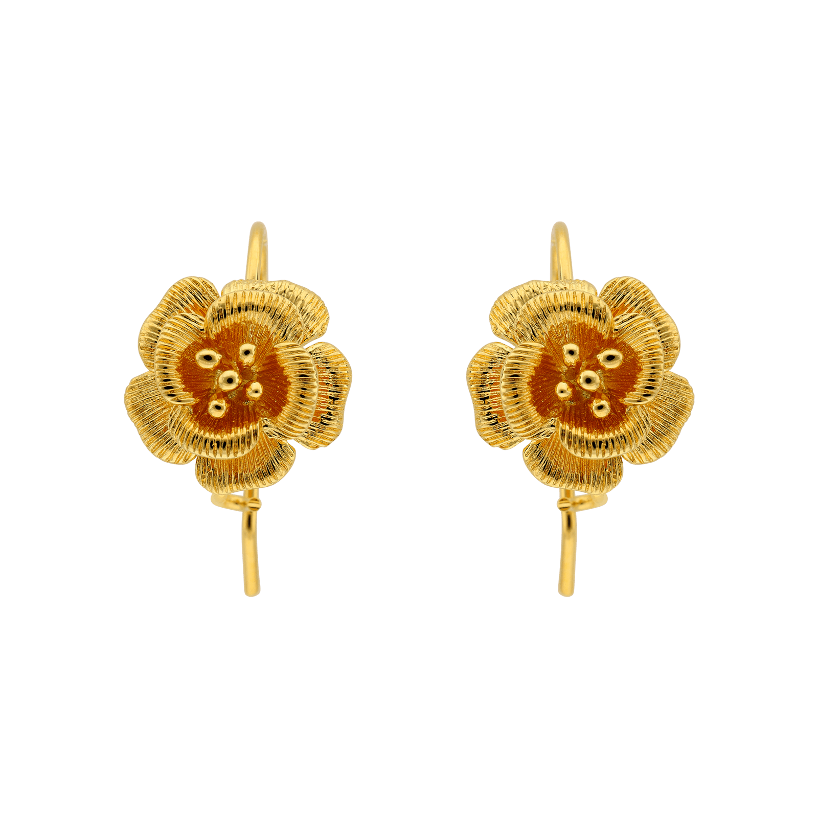Boucles d'Oreilles Plaqué or motif Rose Petit Modèle