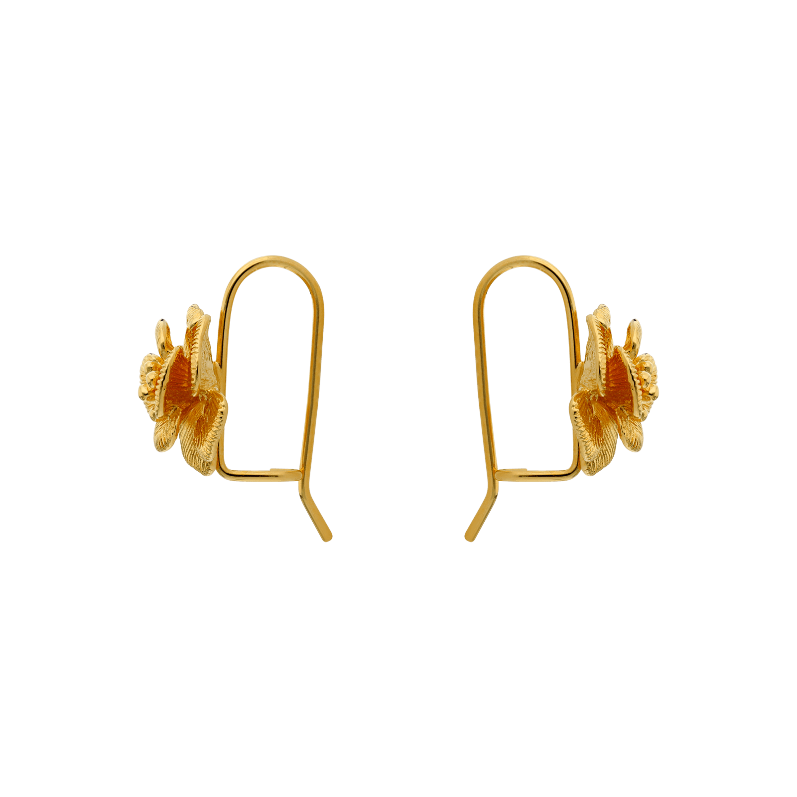 Boucles d'Oreilles Plaqué or motif Rose Petit Modèle