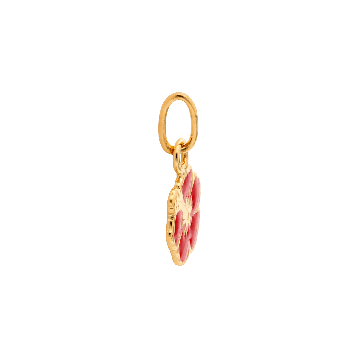Pendentif Plaqué or Enfant Hibiscus Émaillé